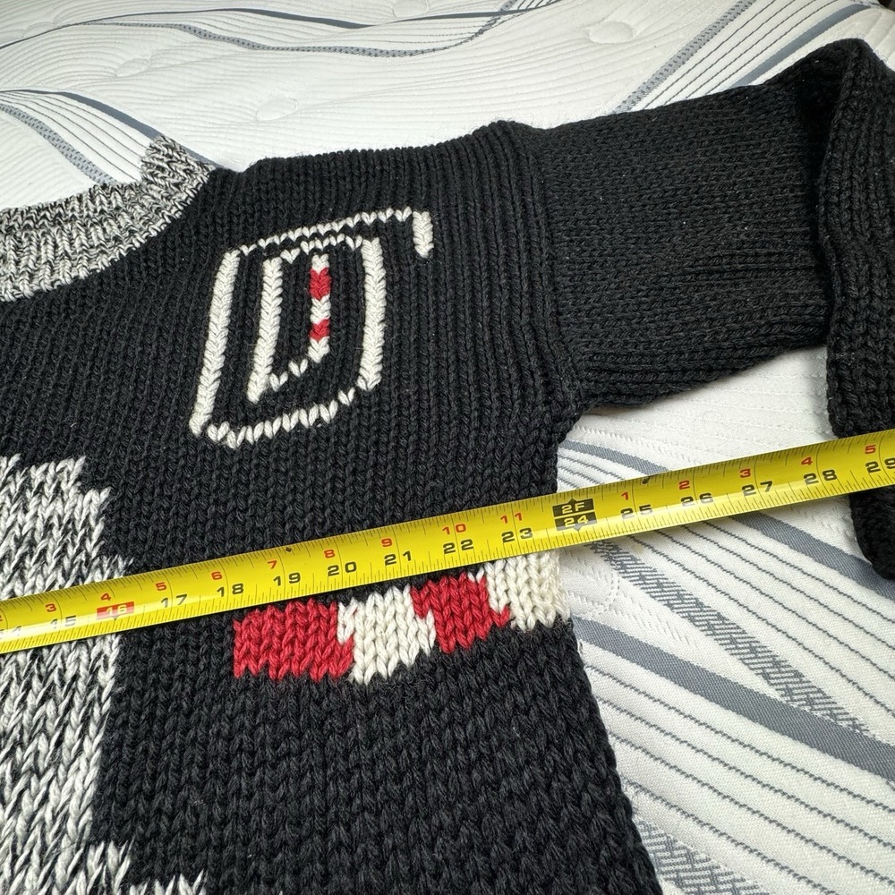 Vintage Le Tigre Acrylic Sweater Men Lg Abstract 90s Grandpa Black - Picture 3 of 8